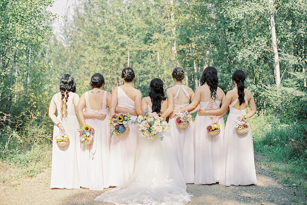 Bridal party hair and makeup by Makeup By Chelsea & Co, feminine Edmonton hair and makeup artist, featured on the Brontë Bride Vendor Guide.