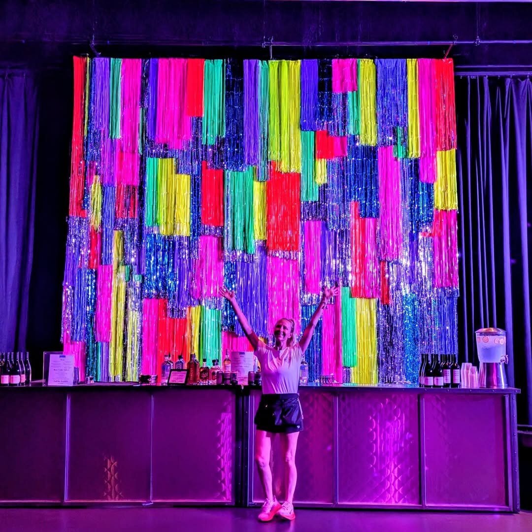 neon fringe wall for party