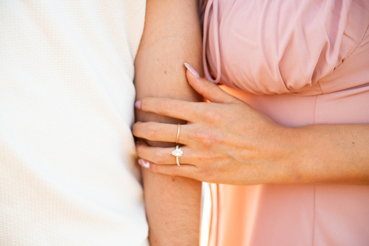 detail shot of engagement ring during engagement session in san diego by wedding photographer mattie taylor