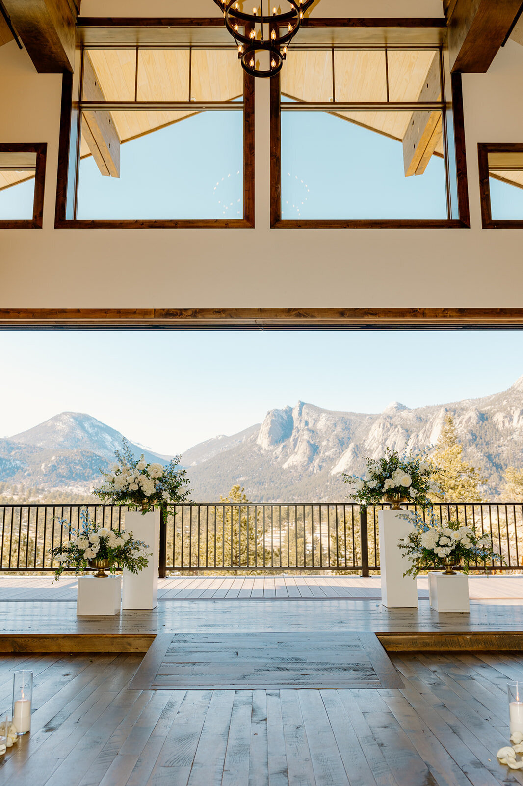wedding ceremony location with view of Rocky Mountains