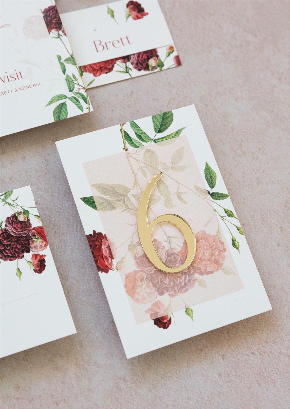 Burgundy florals wedding invitation 6