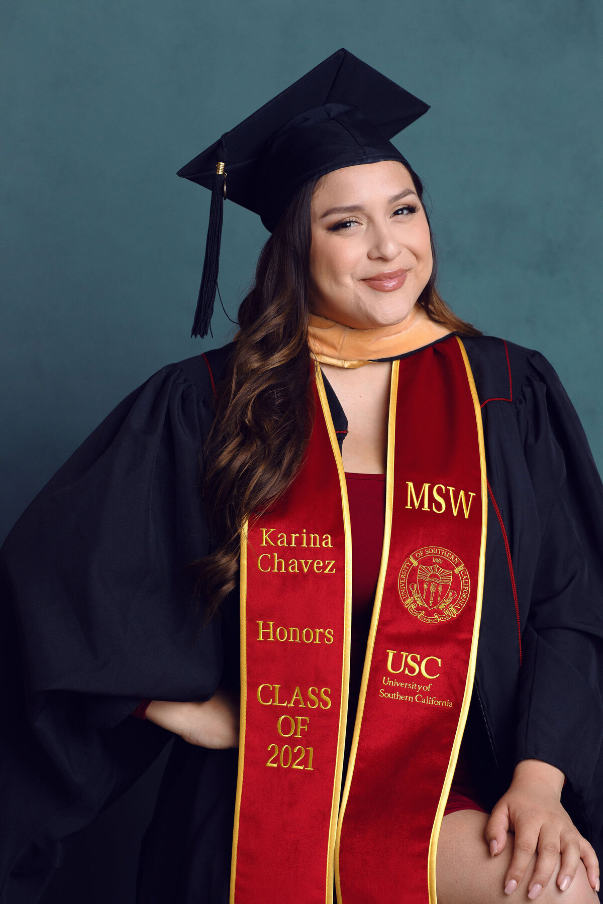 Graduation Portrait Of Young Woman Black Toga Los Angeles