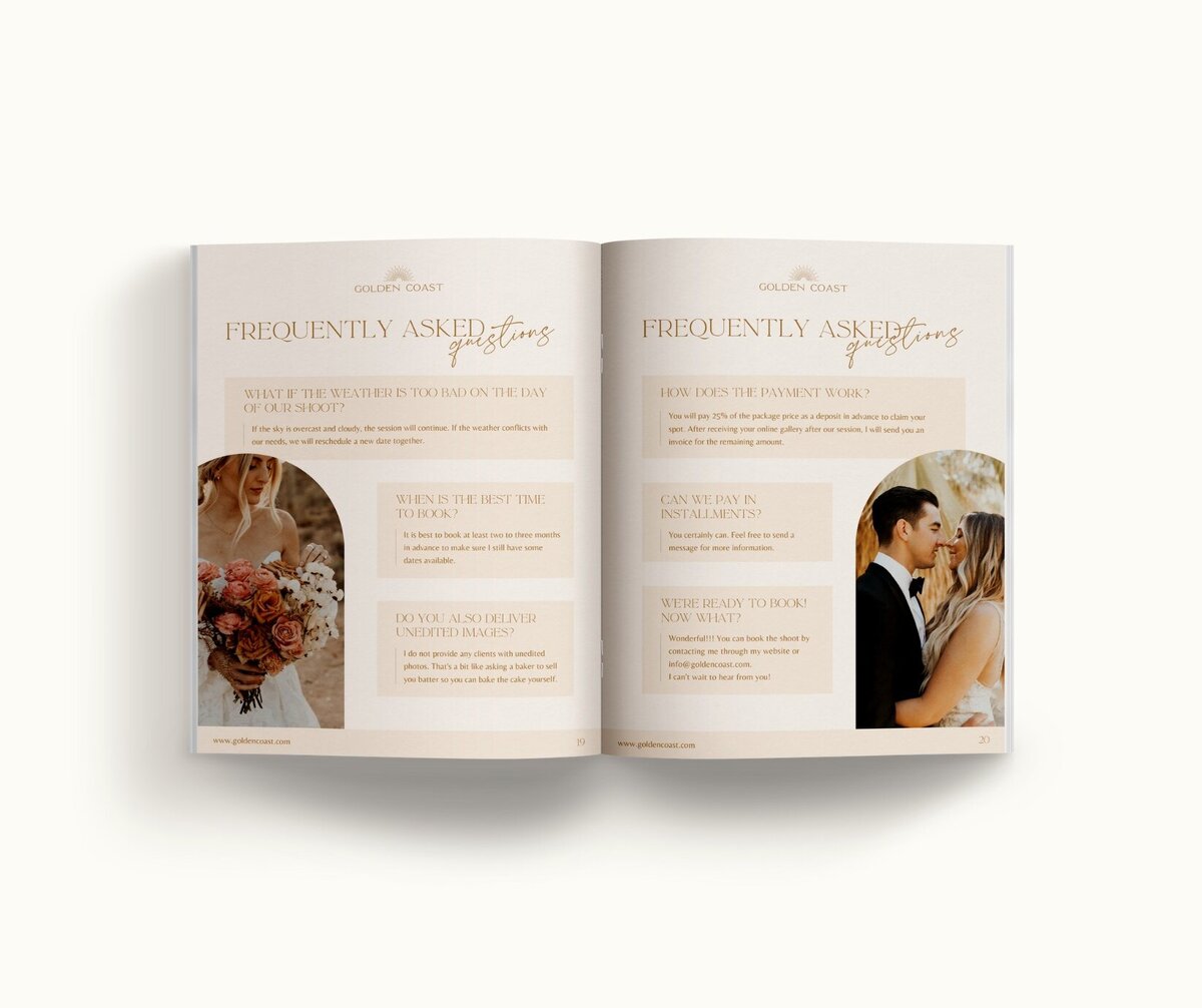 Boho pricing guide template for photographers Golden Coast 12