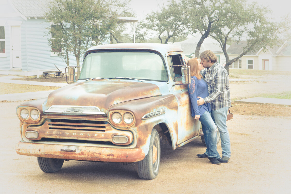 old truck engagement session Star Hill Ranch by Austin wedding photographer Firefly Photography