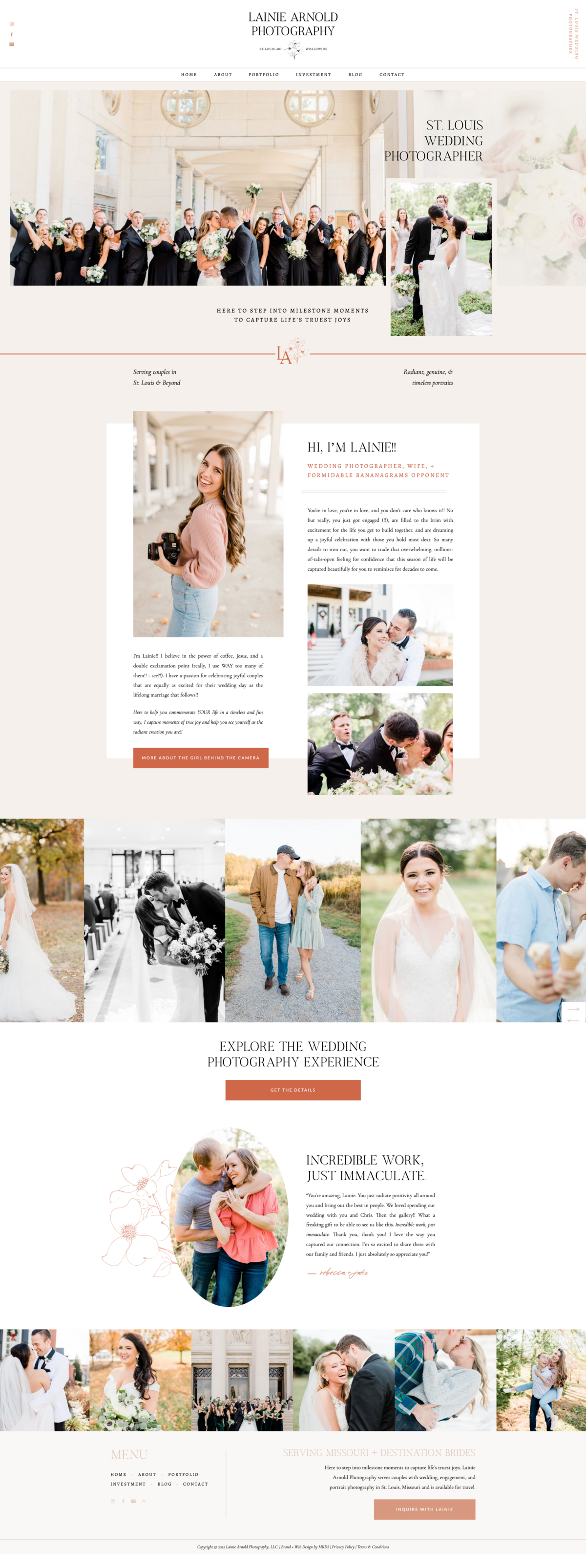 a mockup showing a joyful website design for a wedding photographer