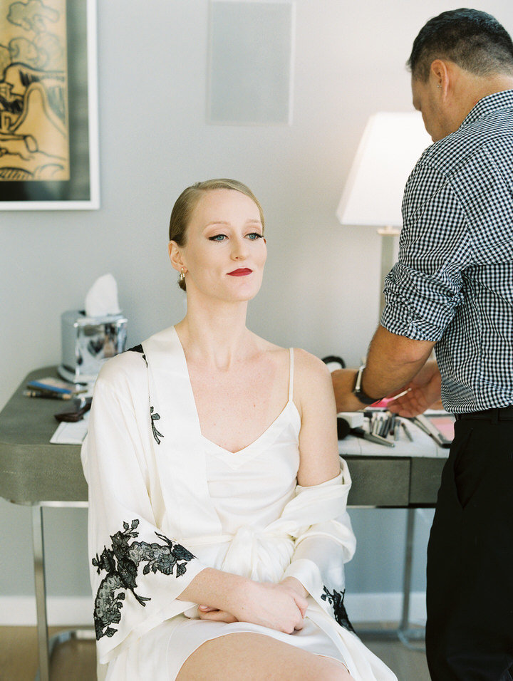 bride getting ready for wedding in nyc