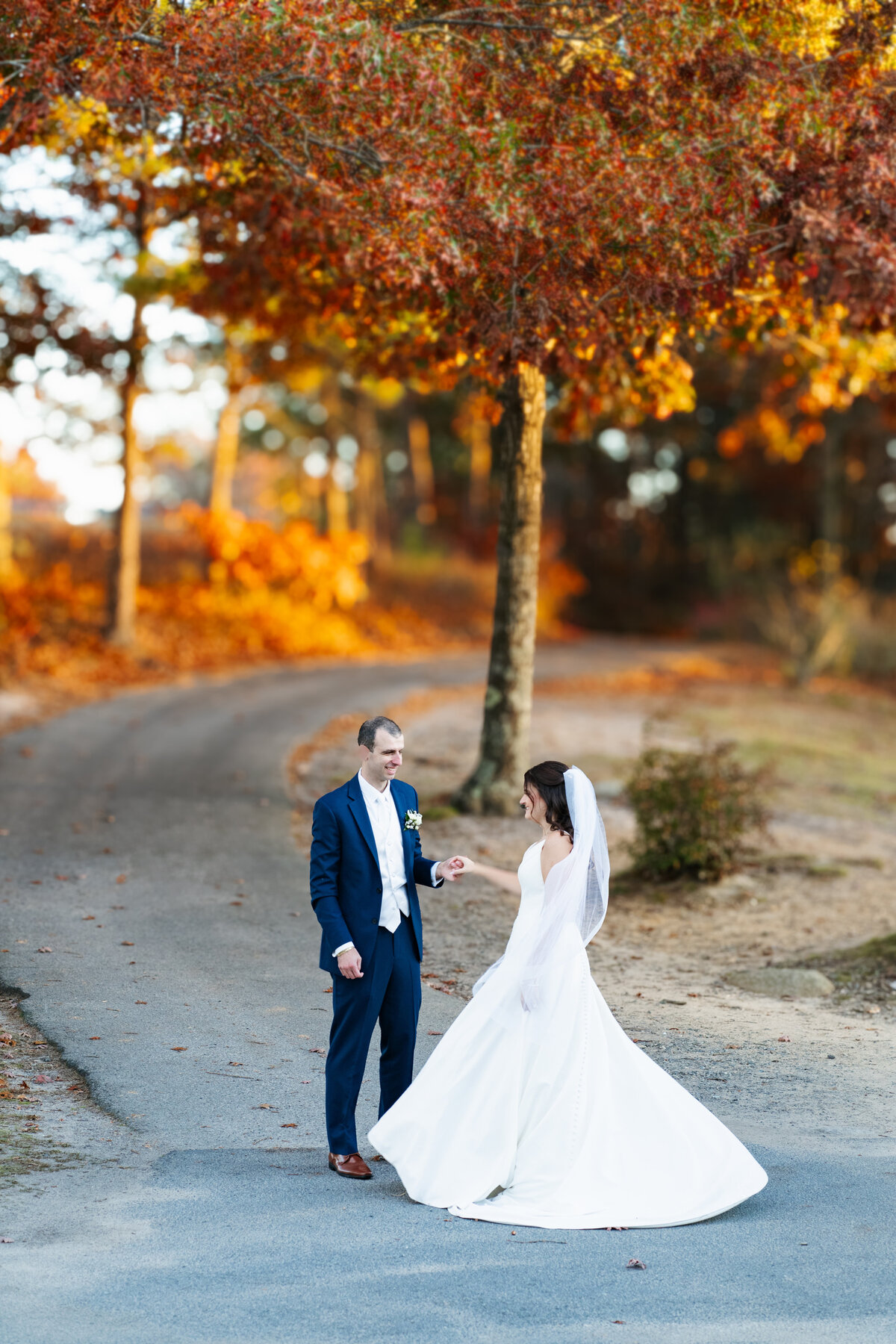 Romantic sunset photos of newlyweds at Waverly Oaks