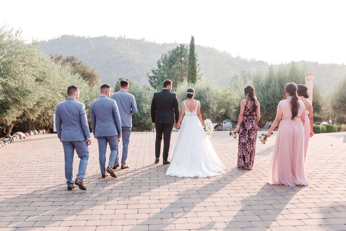 bridal party walking away