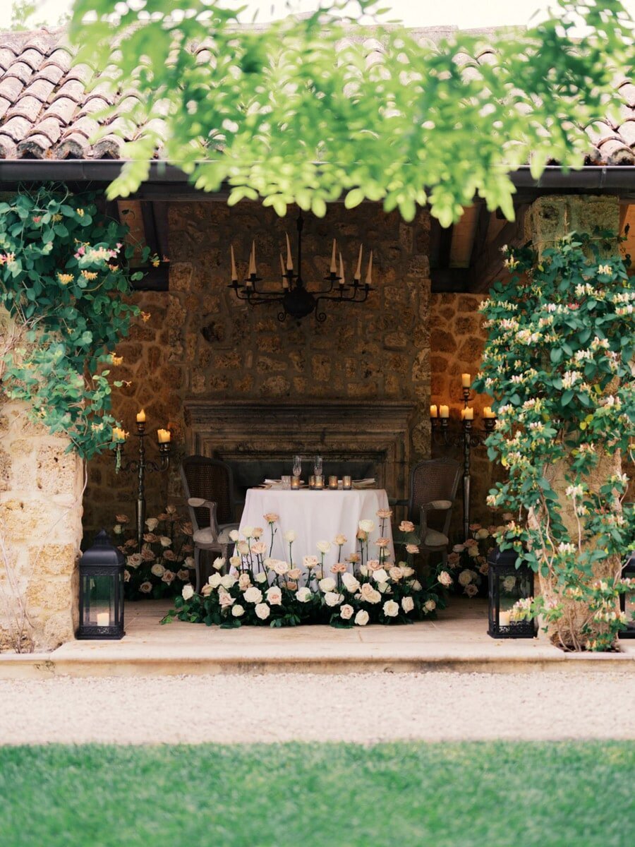 Private intimate dinner at the Saporium during a Borgo Santo Pietro wedding in Tuscany