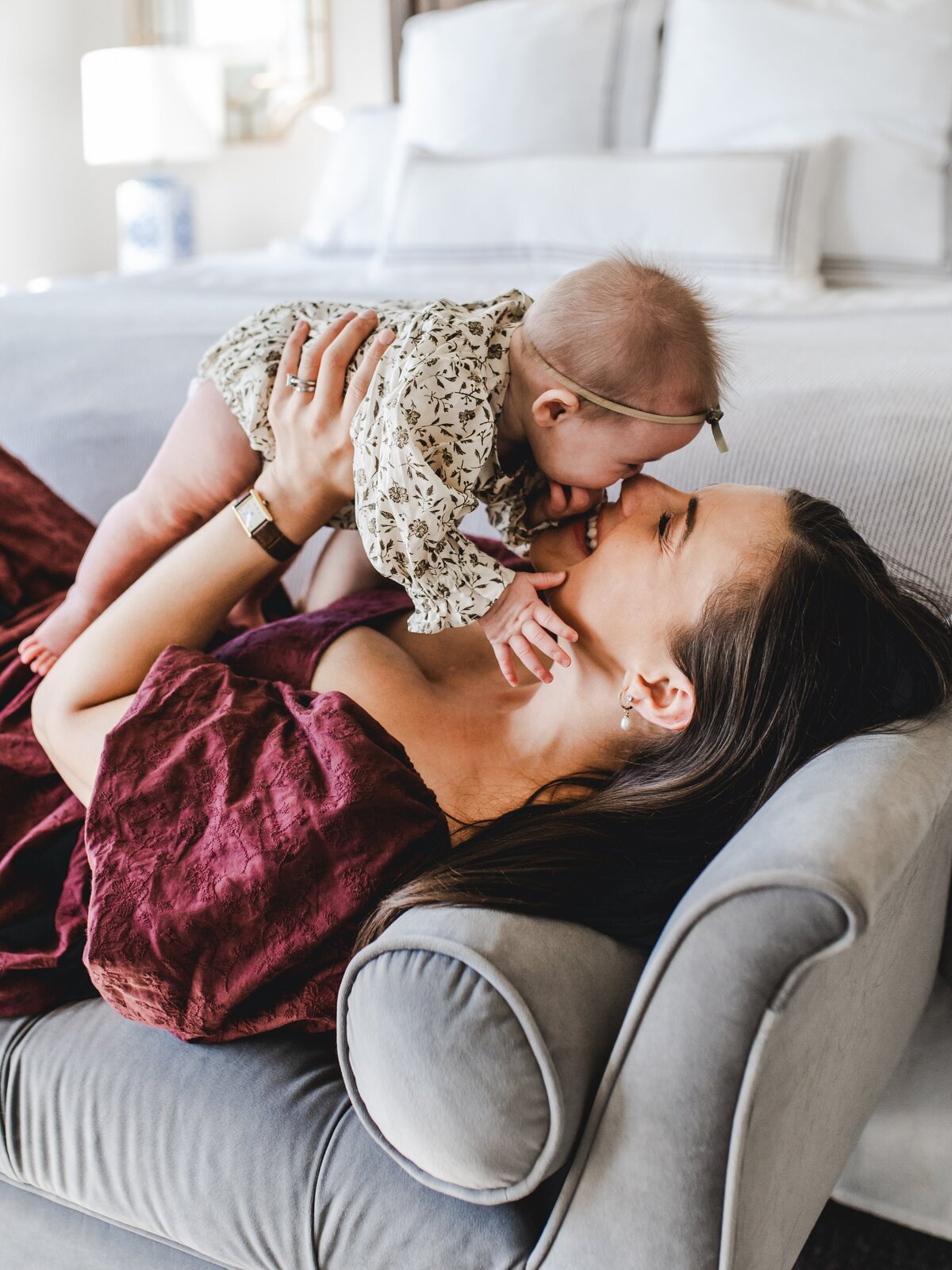 mama with baby at home