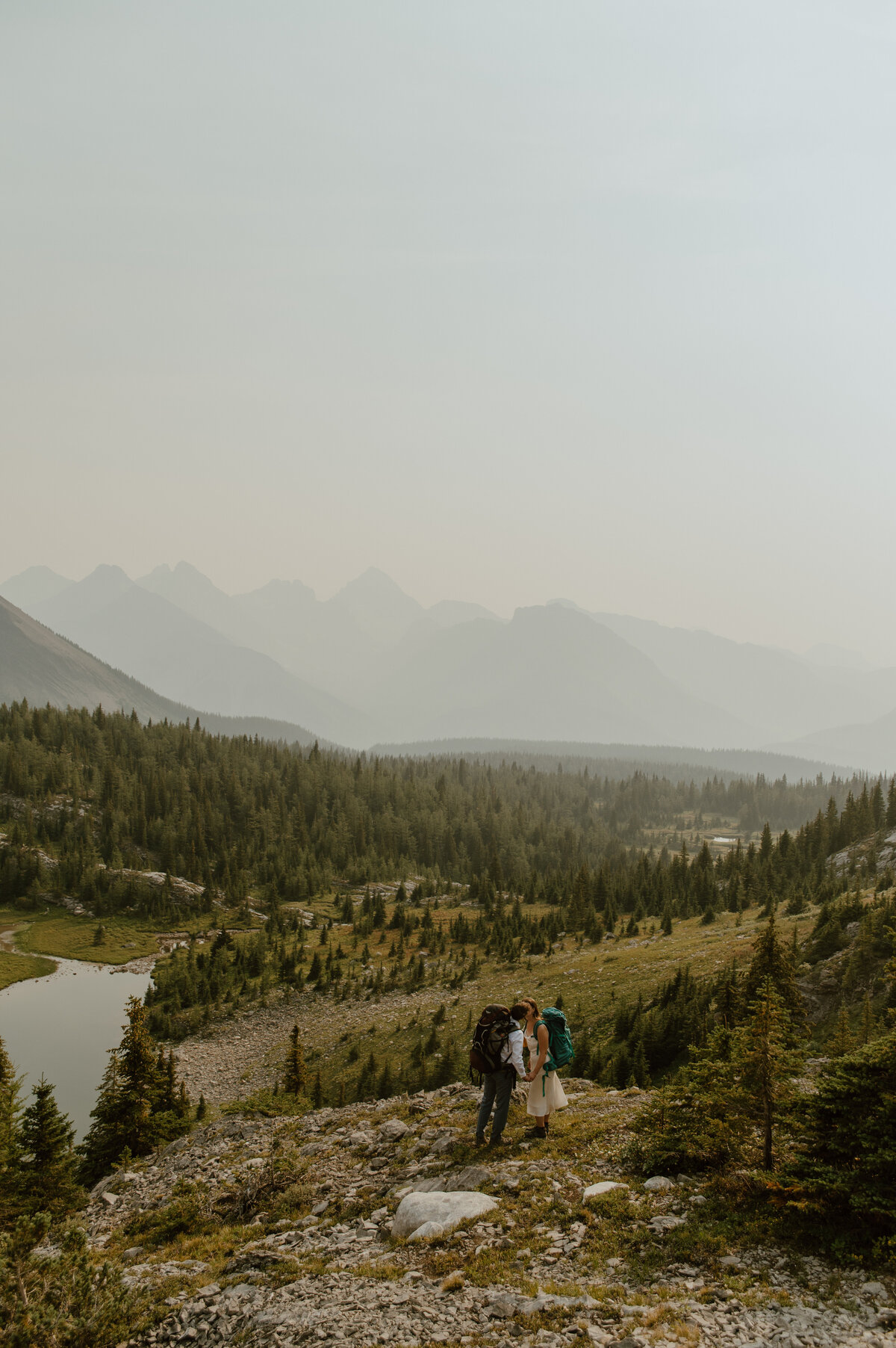 mountain backpacking elopement in Alberta, Canada