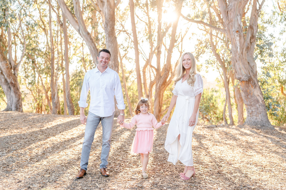 bay area family photo with mom dad and little girl