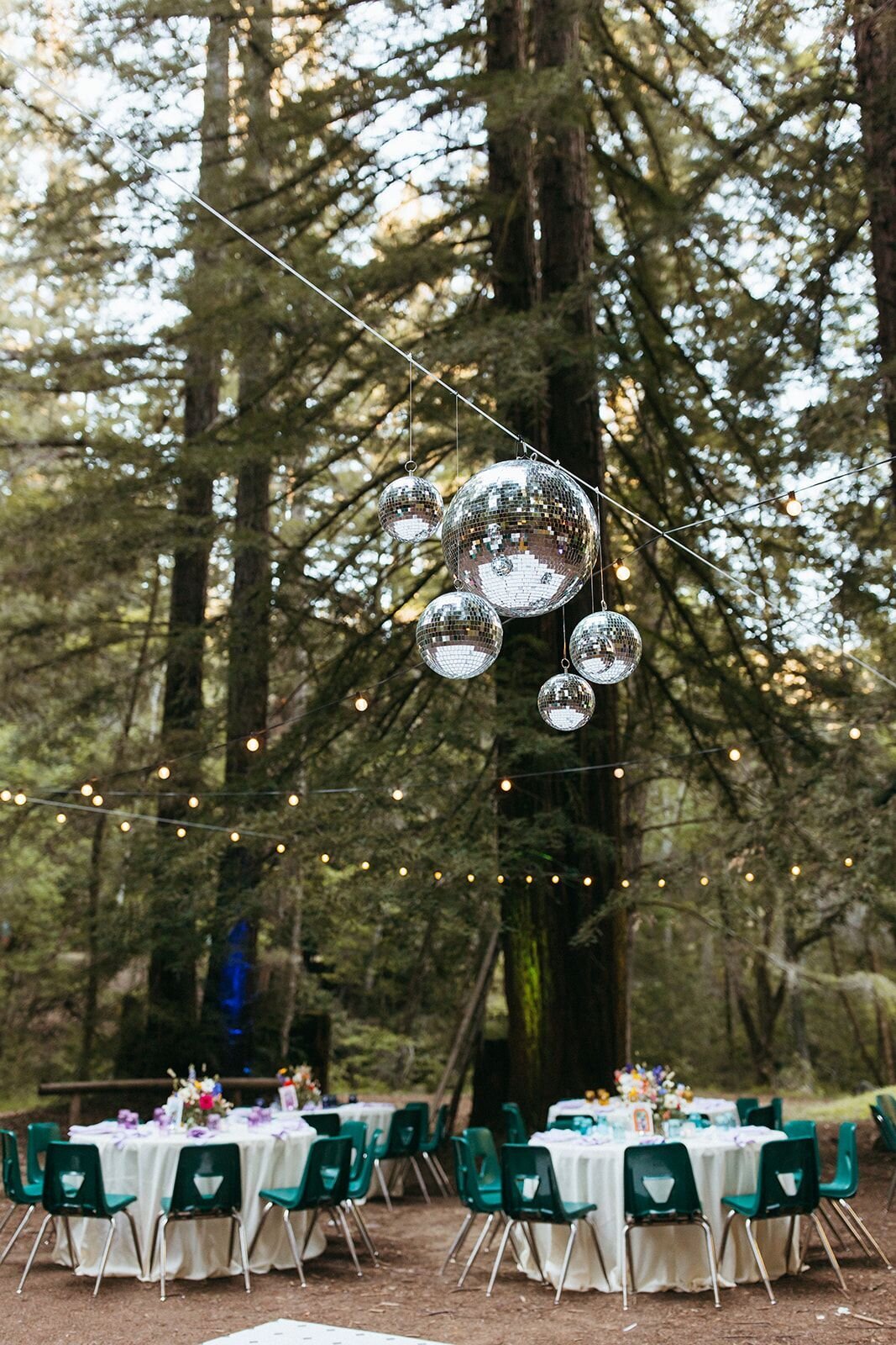 disco-ball-in-forest-reception