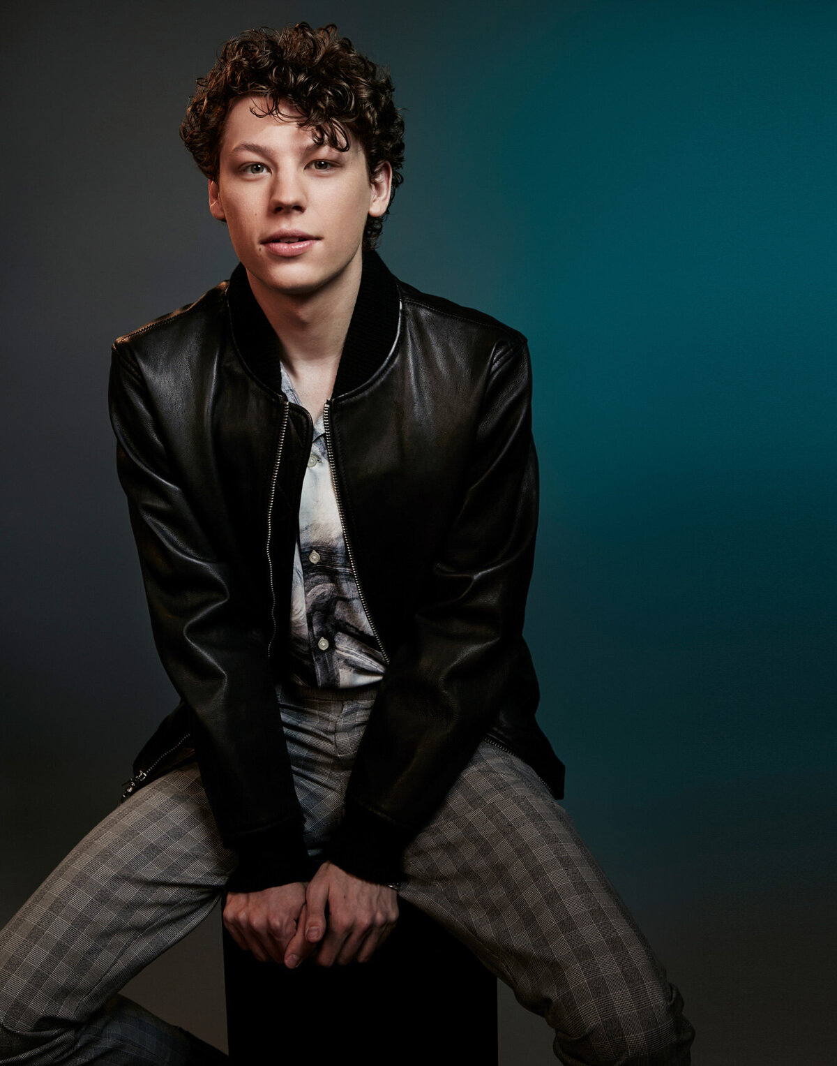Van Crosby in a confident, edgy portrait, featuring contemporary styling and attitude, captured by Ylva Erevall.