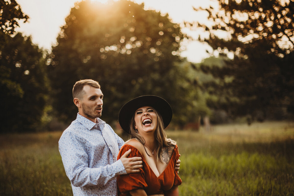 laughing engagement session