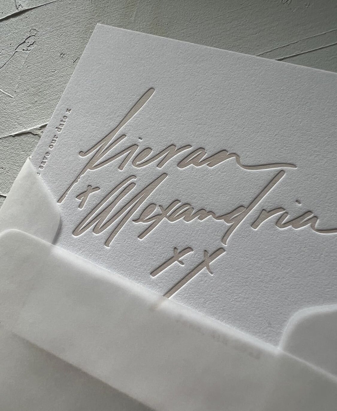aesthetic letterpress wedding invitations and save the dates