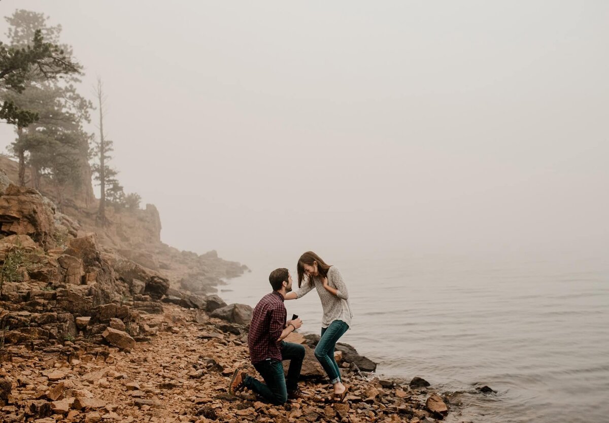 Surprise lakeside proposal in Colorado