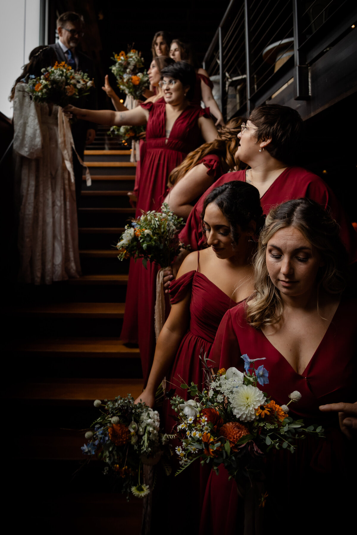 Bridal party waiting for ceremony.
