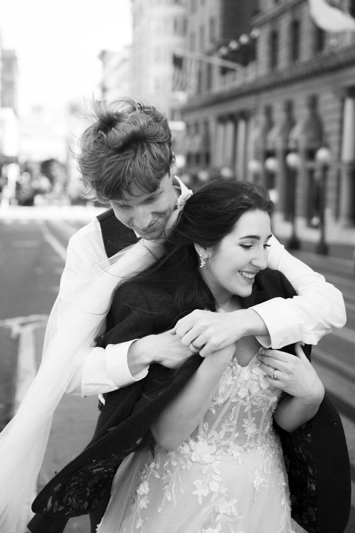 Bride and Groom in China Town in San Francisco, California