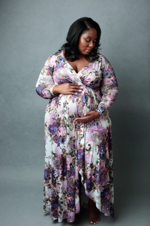 Lilac Floral Maternity Dress Gown Charlotte