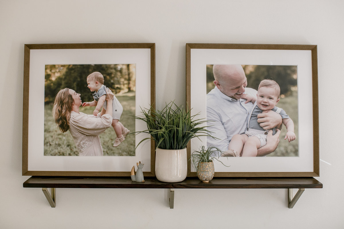 Family photos in beautiful hanging frames by Nicola Herring, Lancaster PA Photographer