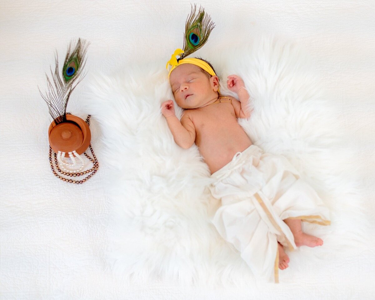 Infant Krishna cute picture PixMemora studio photography Krishna dressed baby picture