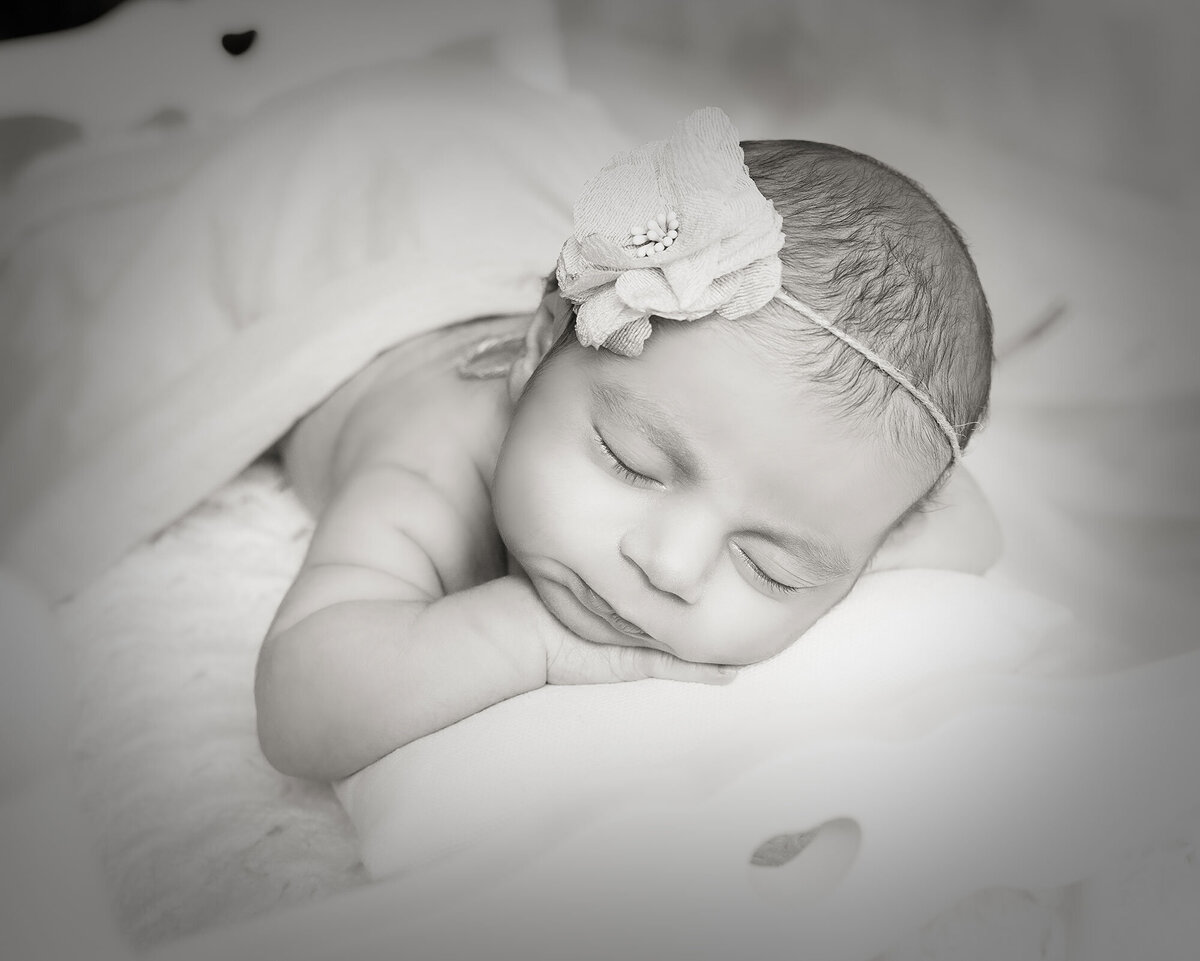 Tally Safdie photography newborn photos baby girl sleeping black and white