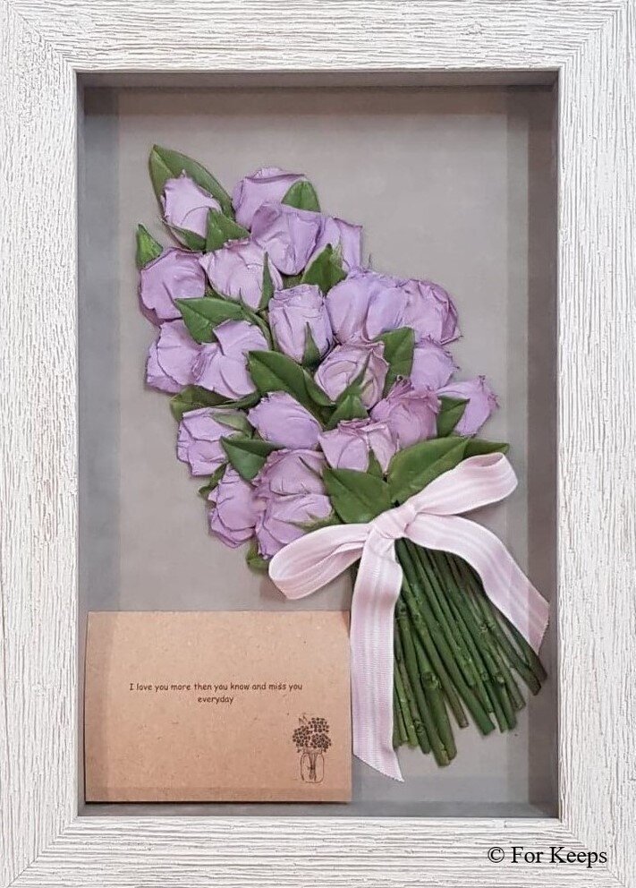 Pressed floral art in shadow box frame