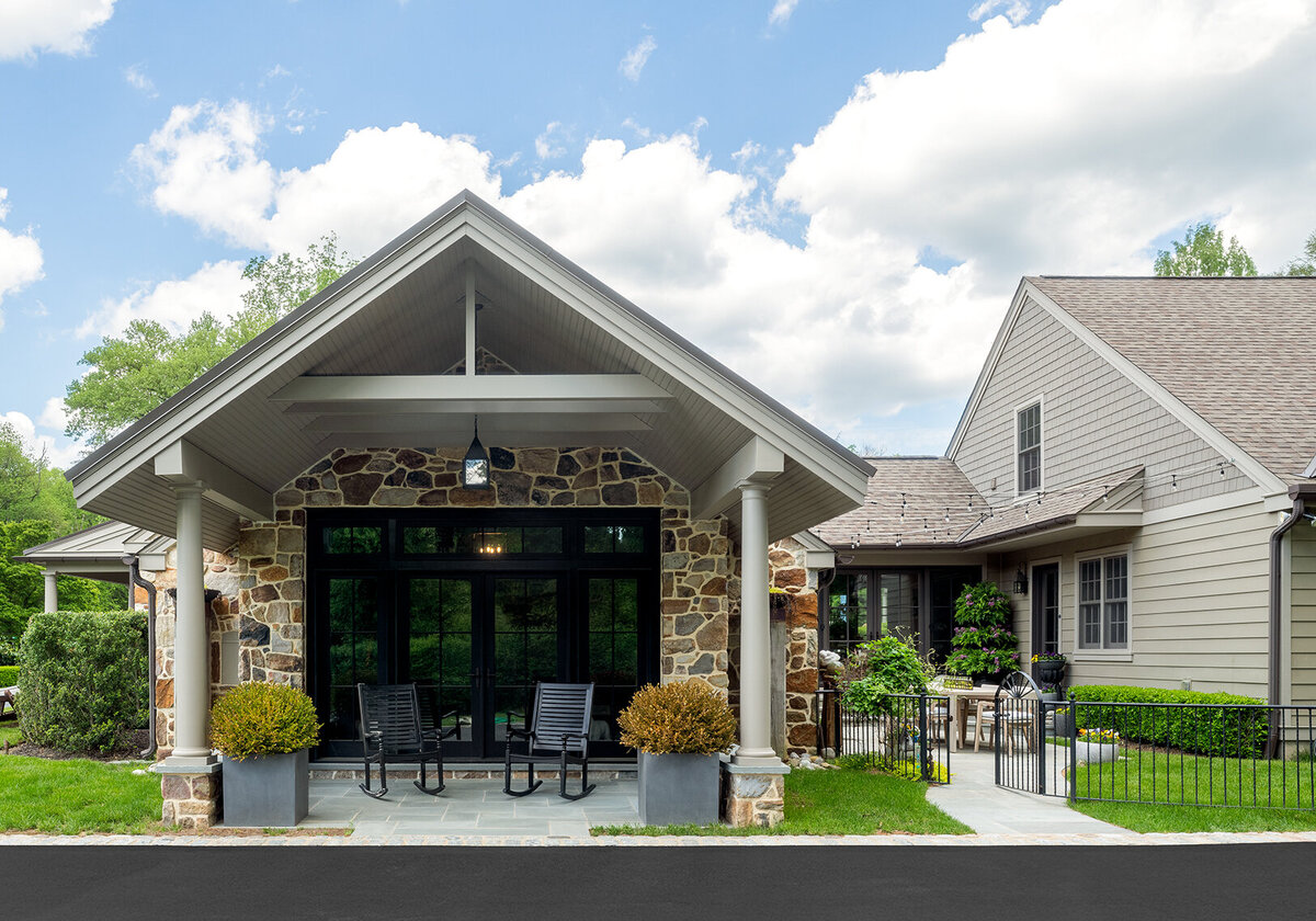 brick house exterior with outdoor patio