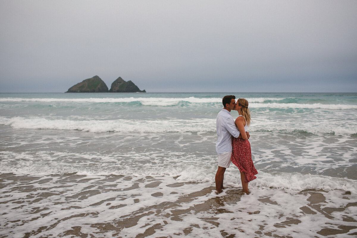 Engagement shoot at Holywell Bay in Cornwall