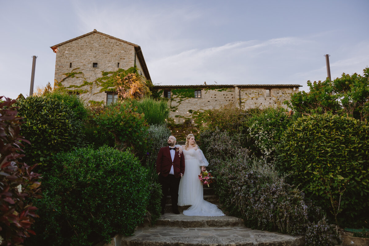 bride and groom kissing
