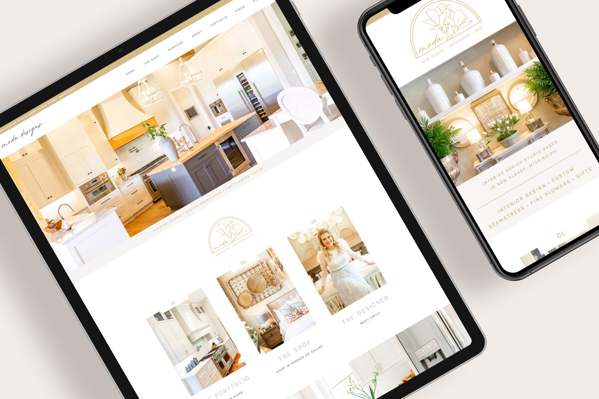 a screenshot of an elevated website design for an interior designer