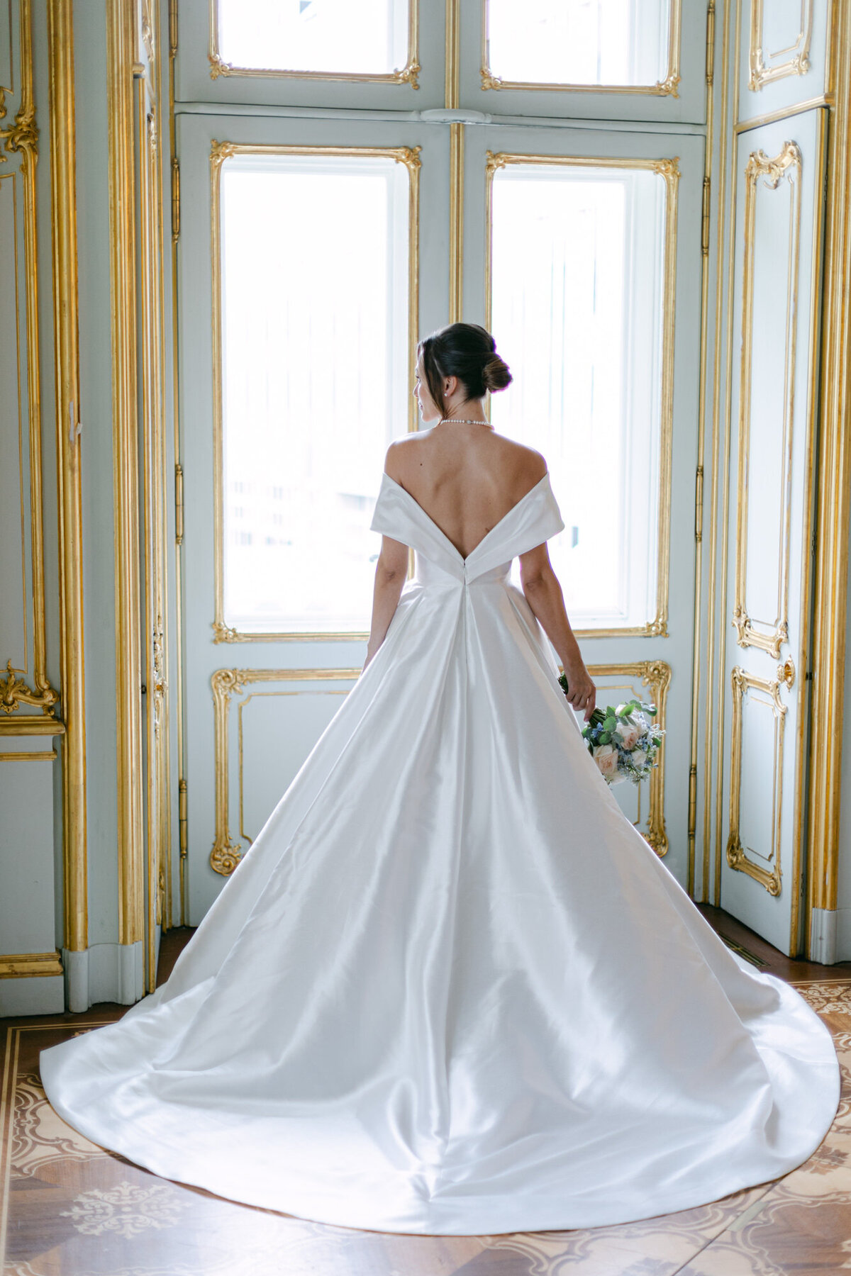 ECLAT Destination Weddings bride in her haut couture wedding gown at palace Coburg in Vienna