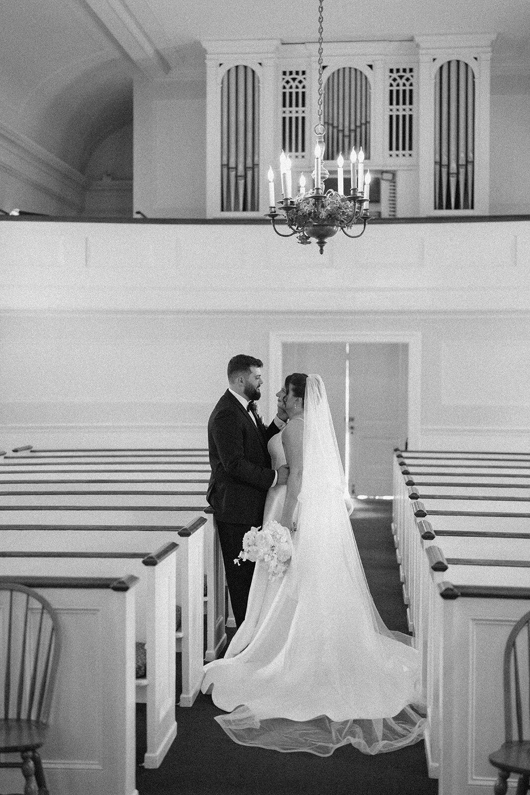 Interior of Martha-Mary Chapel sanctuary in Dearborn Michigan, classic historic church wedding venue.