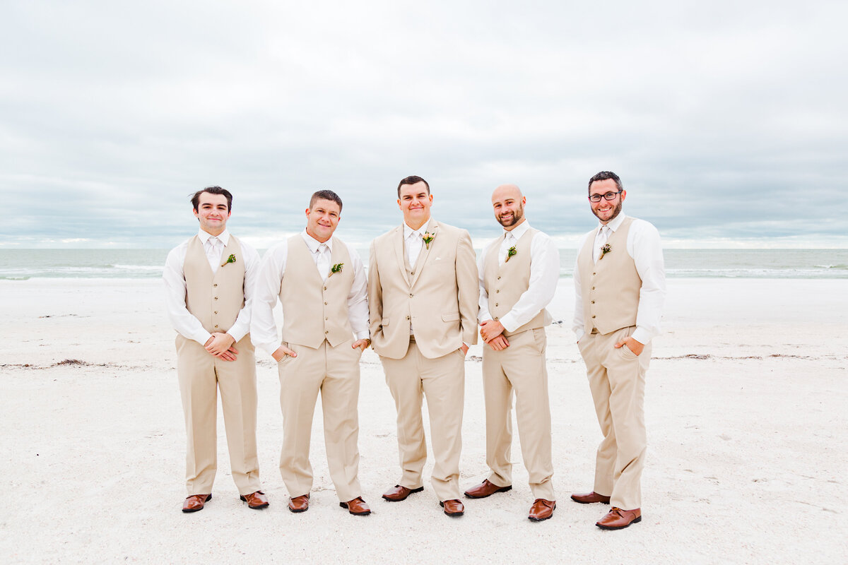 St Pete Florida beach wedding groomsmen