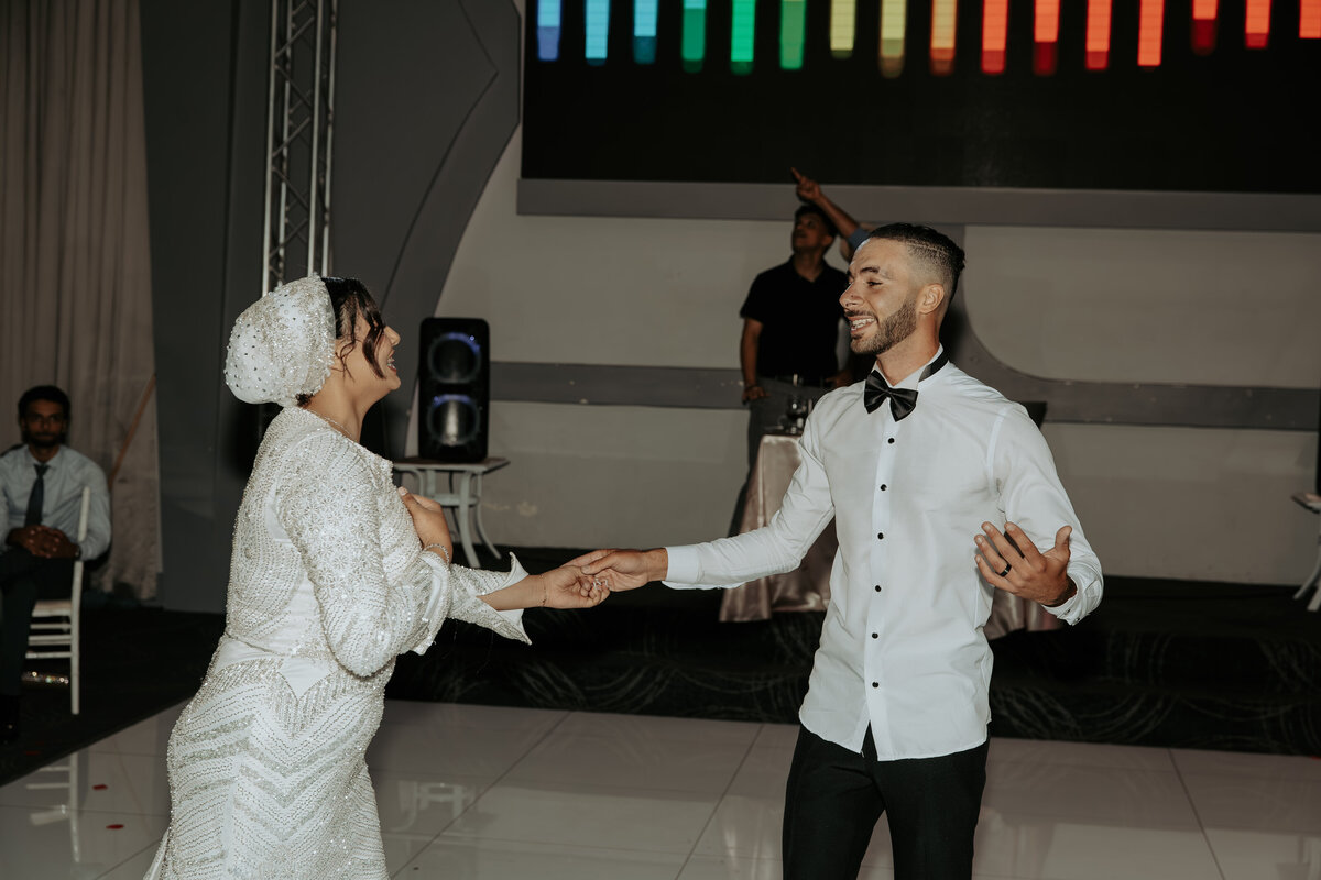 Bride and Groom Dancing at Reception – LA Arabian Wedding Celebration