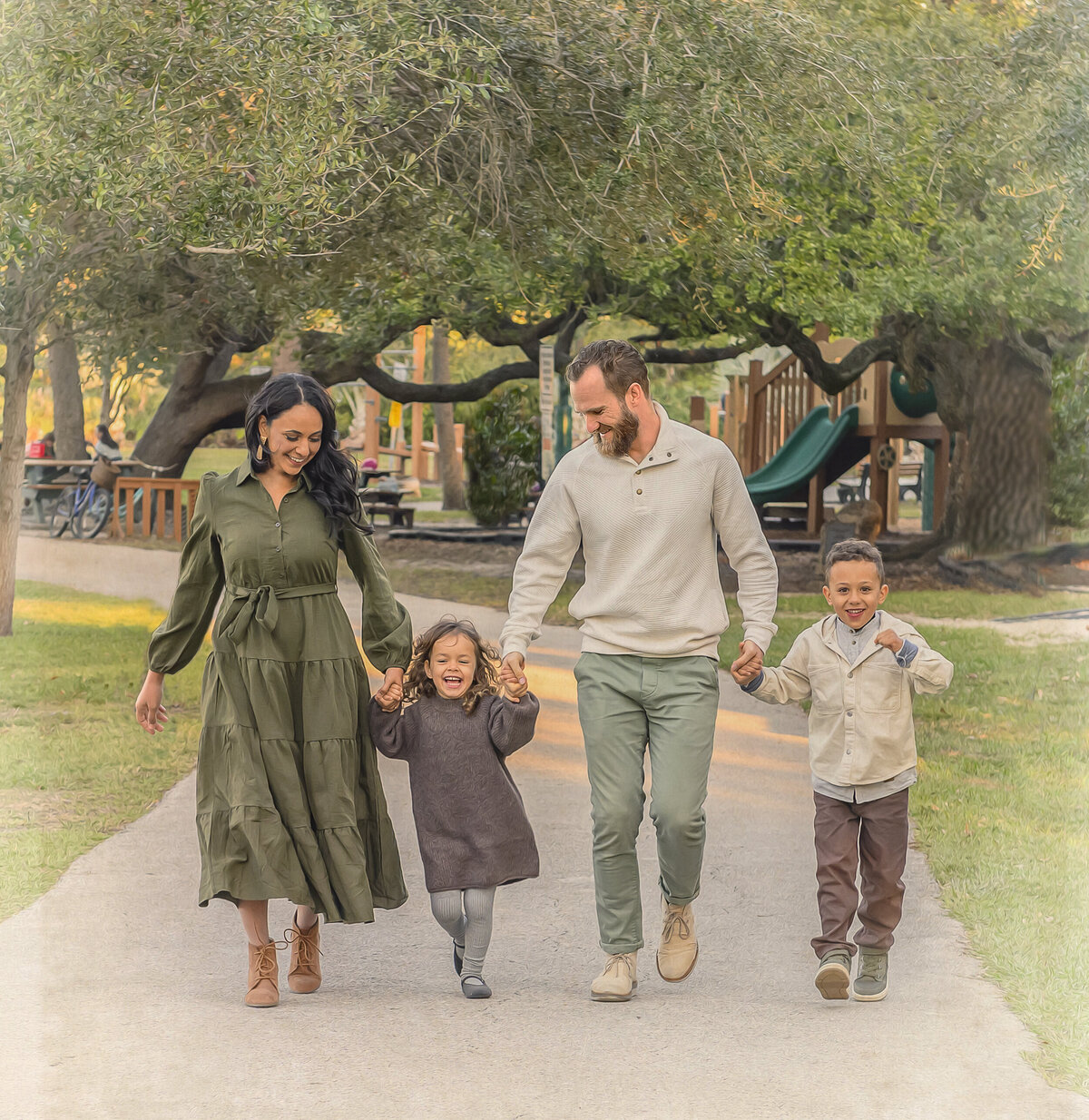 family walking in gleason park