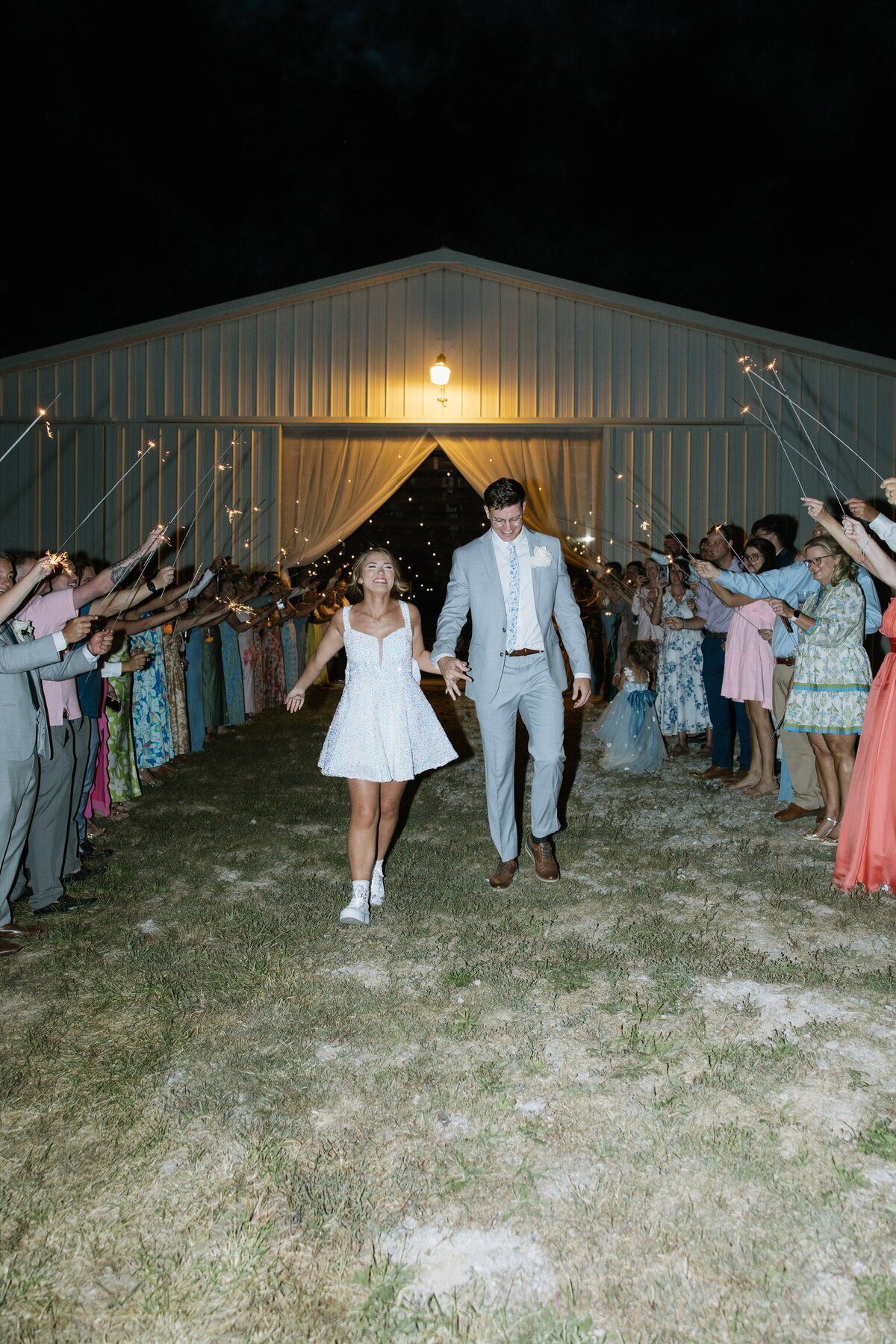 Sparkler exit after reception at Willstone Acres wedding venue