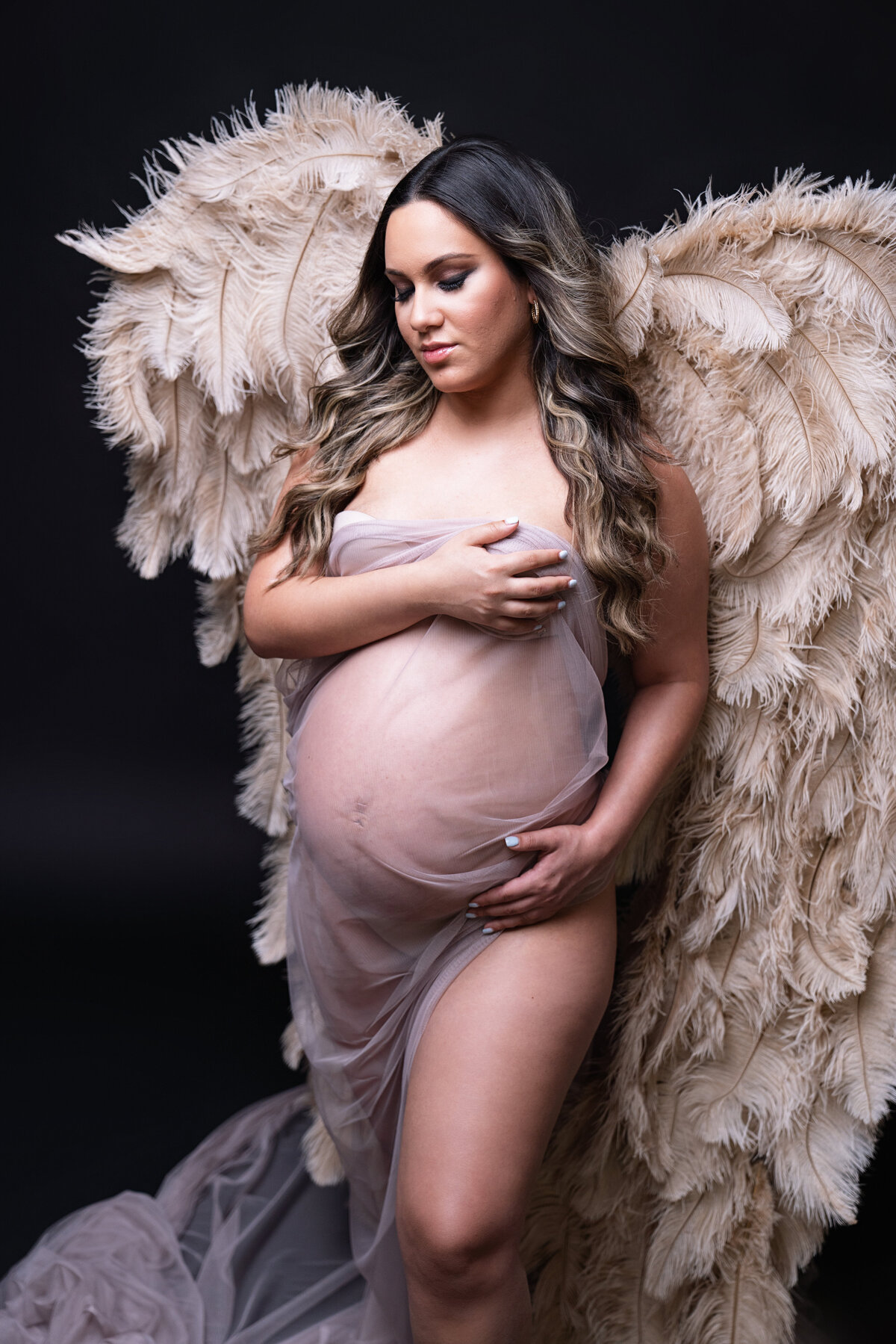 Maternity Photos with Angel Wings