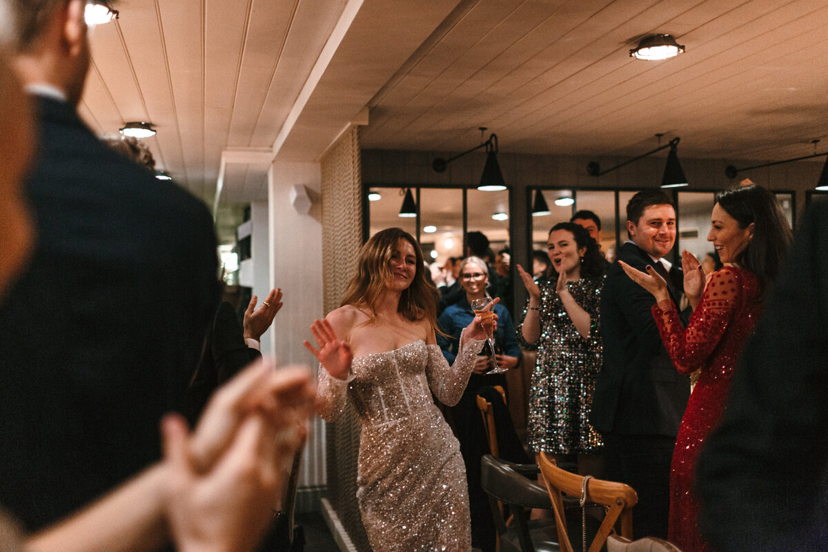 Speeches at winter wedding at Gara Rock 