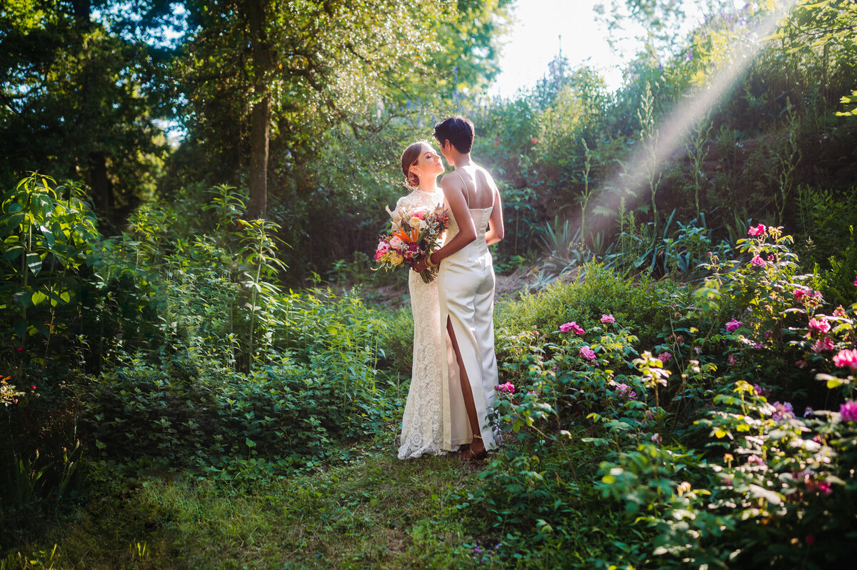 queer wedding couple at bartram's garden philadelphia wedding photography