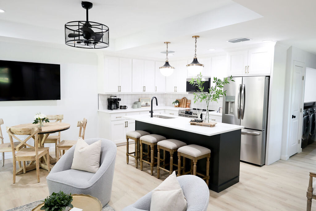 Full kitchen and seating are in Bridal Suite at The Rosewood Venue.