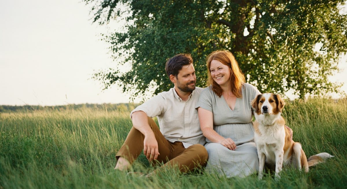 Couple with Dog Outdoors (2)