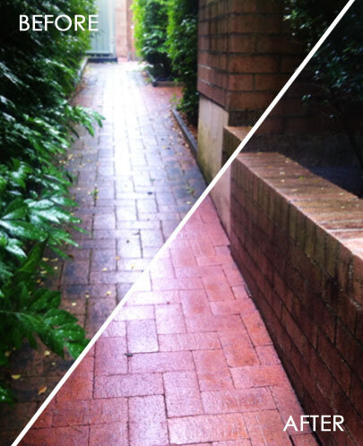 Restored concrete pavers in residential building