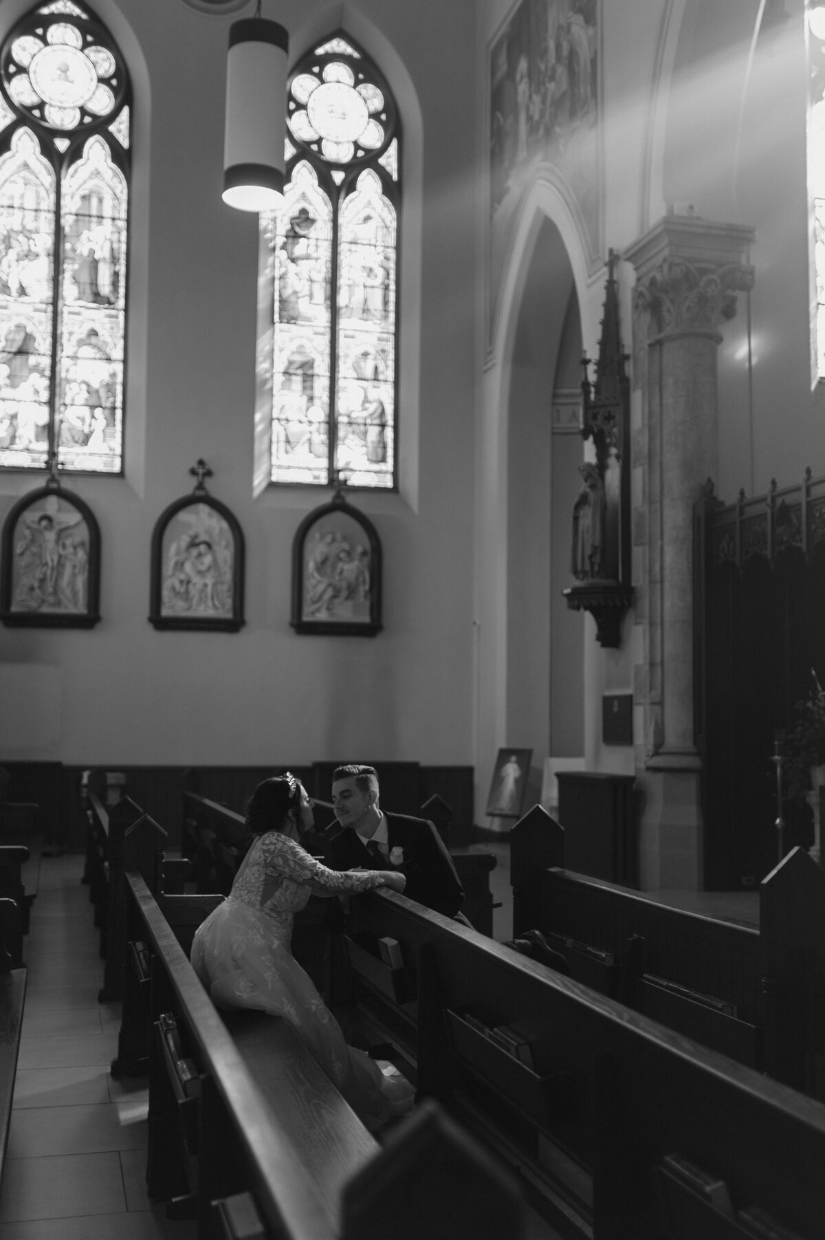 intimate church wedding portraits in ontario