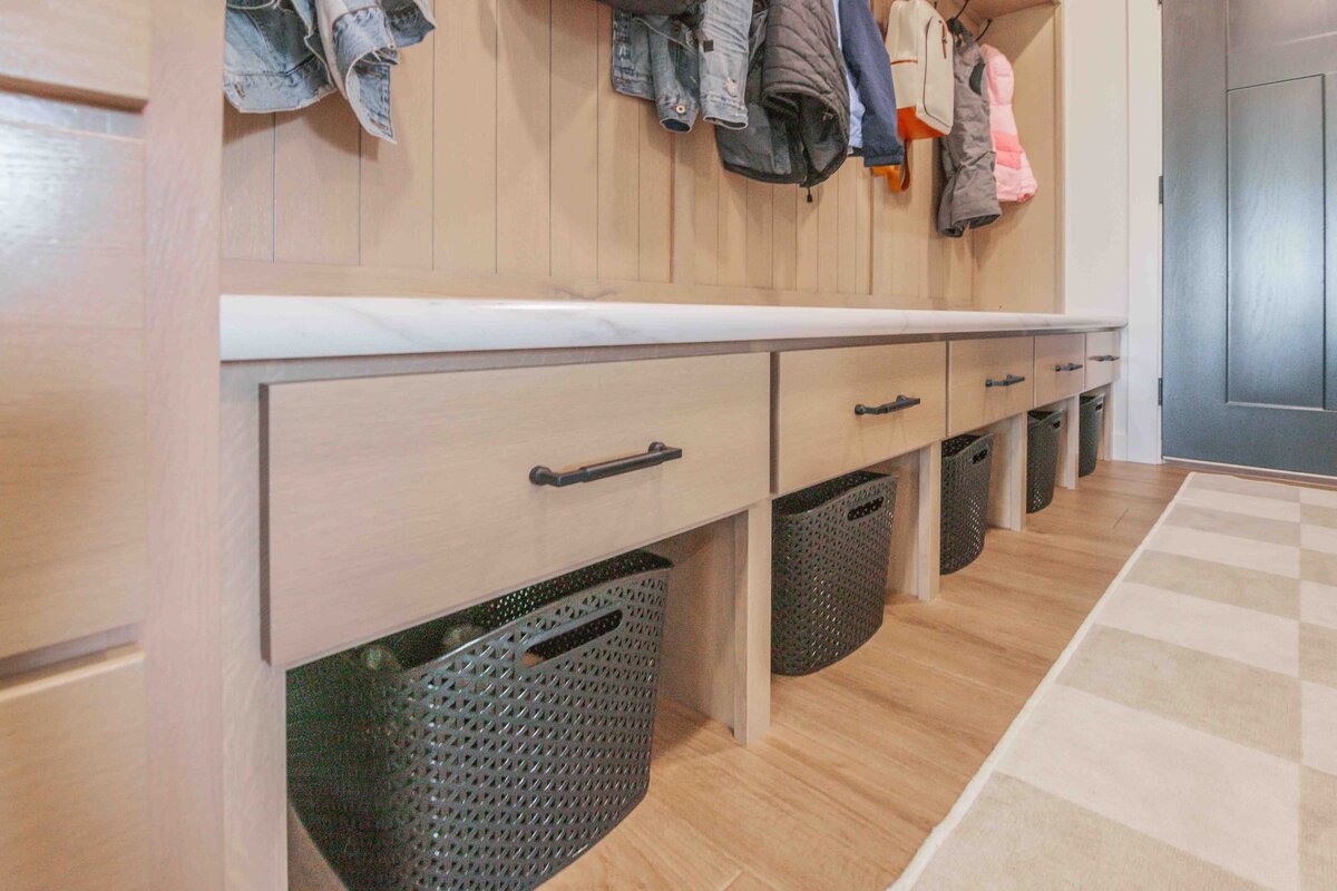 storage space in mudroom remodel