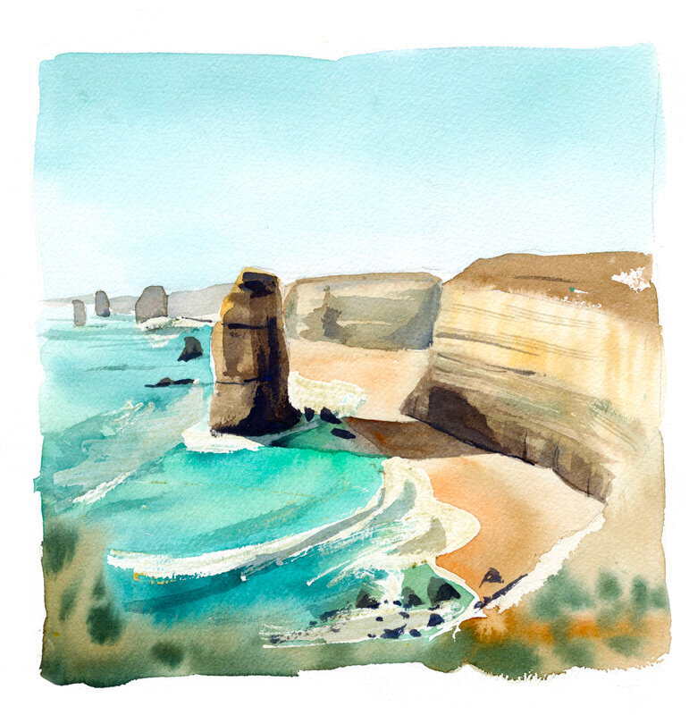 aquarelle-Monts-Douze-Apotres