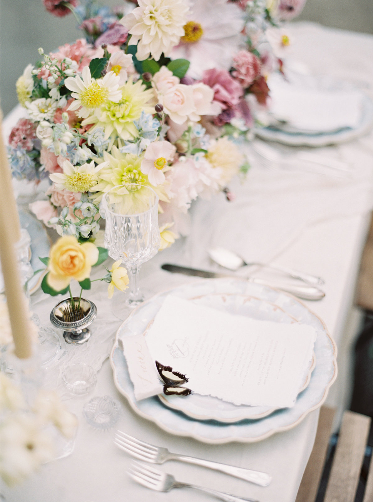 Wedding reception place settings in Provence France