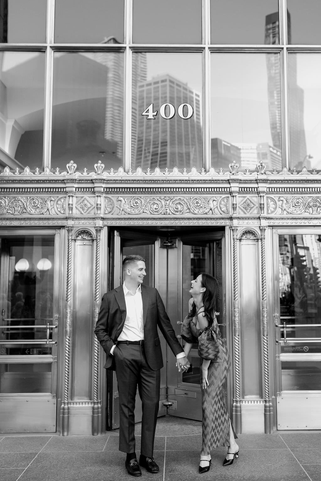 An engagement photography session at The Wrigley Building and North Ave Beach in Chicago, Illinois - 8