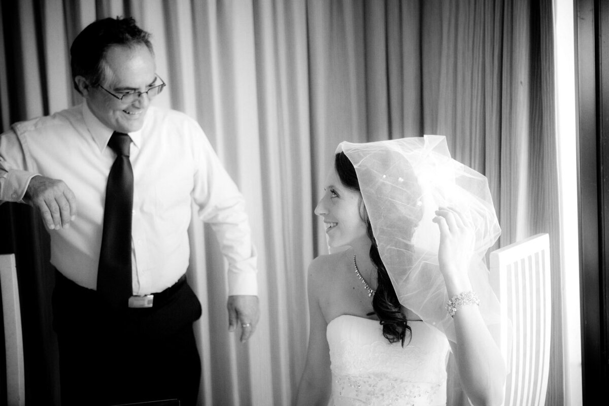 father and daughter getting ready wedding at Zilzie, QLD